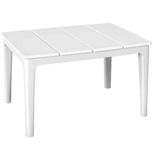 Bijzettafel 70 X 53cm Weerbestendig Kunststof Tuintafel Rechthoekig Balkontafel 35kg Draagvermogen Crèmewit