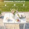 Bijzettafel 70 X 53cm Weerbestendig Kunststof Tuintafel Rechthoekig Balkontafel 35kg Draagvermogen Crèmewit