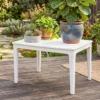 Bijzettafel 70 X 53cm Weerbestendig Kunststof Tuintafel Rechthoekig Balkontafel 35kg Draagvermogen Crèmewit