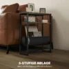 Bijzettafel, Salontafel Met 3 laags Opbergruimte, V vormige Tijdschriftenhouder 43 X 18 X 56 Cm, Rustiek Bruin