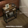 Bijzettafel, Salontafel Met 3 laags Opbergruimte, V vormige Tijdschriftenhouder 43 X 18 X 56 Cm, Rustiek Bruin
