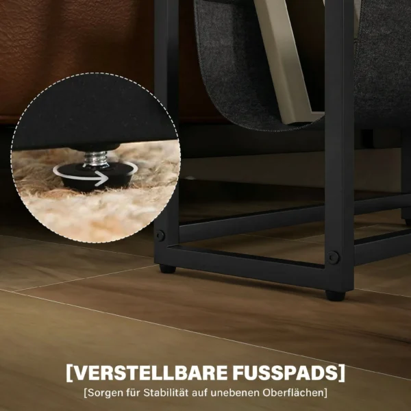 Bijzettafel, Salontafel Met 3 laags Opbergruimte, V vormige Tijdschriftenhouder 43 X 18 X 56 Cm, Rustiek Bruin