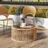 Bijzettafel Van Polyrattan Koffietafel Met Gehard Glazen Blad Tuintafel Met Stalen Frame 70 X 70 X 33 Cm Bruin