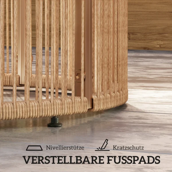 Bijzettafel Van Polyrattan Koffietafel Met Gehard Glazen Blad Tuintafel Met Stalen Frame 70 X 70 X 33 Cm Bruin