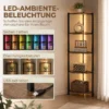 Boekenkast Met 5 Verdiepingen Hoekplank Met LED verlichting Voor Woonkamer, Slaapkamer, Kantoor, Rustiek Bruin