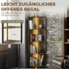 Boekenkast Met 5 Verdiepingen Hoekplank Met LED verlichting Voor Woonkamer, Slaapkamer, Kantoor, Rustiek Bruin