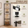 Boekenkast Met 5 Verdiepingen Hoekplank Met LED verlichting Voor Woonkamer, Slaapkamer, Kantoor, Rustiek Bruin