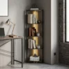 Boekenkast Met 5 Verdiepingen Hoekplank Met LED verlichting Voor Woonkamer, Slaapkamer, Kantoor, Rustiek Bruin