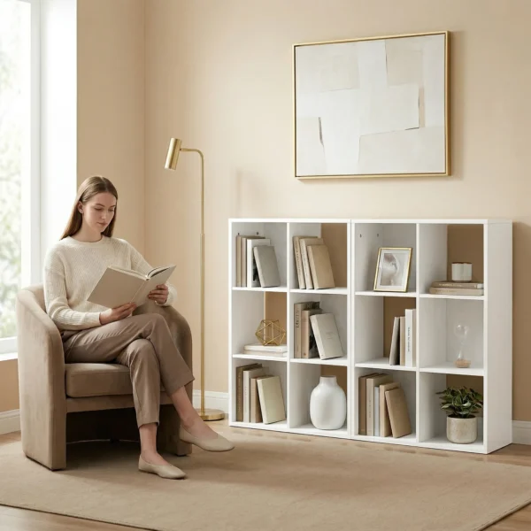 Boekenkast Staand Rek Met 3 Niveaus Smal Rek Met Kantelbeveiliging Opbergrek Voor Woonkamer Slaapkamer Kantoor Wit