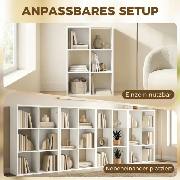 Boekenkast Staand Rek Met 3 Niveaus Smal Rek Met Kantelbeveiliging Opbergrek Voor Woonkamer Slaapkamer Kantoor Wit