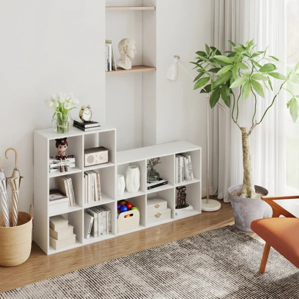 Boekenkast Staand Rek Met 3 Niveaus Smal Rek Met Kantelbeveiliging Opbergrek Voor Woonkamer Slaapkamer Kantoor Wit