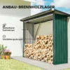 Brandhoutschuur, Brandhoutonderstand, Staal, Verhoogde Vloer, Schuin Dak, 213 X 66,5 X 150 Cm, Groen