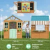 Buitenspeelhuis Voor Kinderen Met Verkoopbalie, Plantenbak, Krijtbord, Doeldoek, 4 Ballen 142 X 120 X 141,5 Cm Meerkleurig