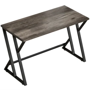 Bureau Computertafel 120x60cm Bureautafel Met Z vormige Metalen Voet, Houtlook, Industrieel Ontwerp Voor Kantoor, Grijs