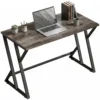 Bureau Computertafel 120x60cm Bureautafel Met Z vormige Metalen Voet, Houtlook, Industrieel Ontwerp Voor Kantoor, Grijs