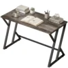 Bureau Computertafel 120x60cm Bureautafel Met Z vormige Metalen Voet, Houtlook, Industrieel Ontwerp Voor Kantoor, Grijs