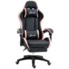 Bureaustoel, Gamingstoel, 1 Hoofdsteun, 1 Lendensteun, Roze + Zwart