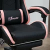 Bureaustoel, Gamingstoel, 1 Hoofdsteun, 1 Lendensteun, Roze + Zwart