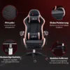 Bureaustoel, Gamingstoel, 1 Hoofdsteun, 1 Lendensteun, Roze + Zwart