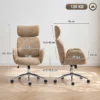 Bureaustoel Met Verstelbare Hoofdsteun, Ergonomische Bureaustoel, Kantelfunctie, In Hoogte Verstelbaar, Bruin