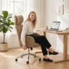 Bureaustoel Met Verstelbare Hoofdsteun, Ergonomische Bureaustoel, Kantelfunctie, In Hoogte Verstelbaar, Bruin