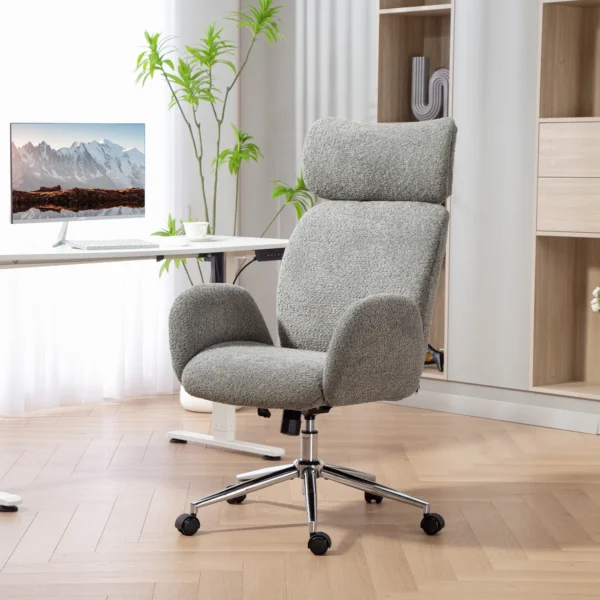 Bureaustoel Met Verstelbare Hoofdsteun, Ergonomische Bureaustoel, Kantelfunctie, In Hoogte Verstelbaar, Donkergrijs