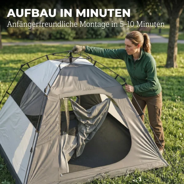 Campingtent Voor 2 Personen 3000mm Waterdicht & Winddicht Koepeltent Met 2 Deuren 2 Gaasramen 2 Zijramen Draagtas