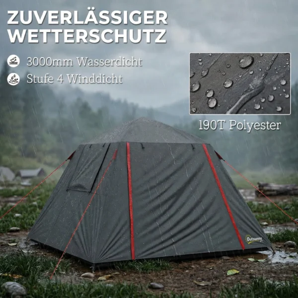 Campingtent Voor 2 Personen 3000mm Waterdicht & Winddicht Koepeltent Met 2 Deuren 2 Gaasramen 2 Zijramen Draagtas
