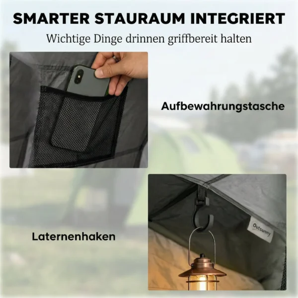 Campingtent Voor 2 Personen 3000mm Waterdicht & Winddicht Koepeltent Met 2 Deuren 2 Gaasramen 2 Zijramen Draagtas