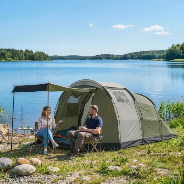 Campingtent Voor 3 4 Personen Stabiel 3000mm Waterdicht Familietent Met Slaapcabine Voorkamer Woonruimte Groen
