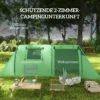 Campingtent Voor 3 4 Personen Stabiel Waterdicht Familietent Met Slaapkamer Woonkamer 3000mm Waterkolom Donkergroen