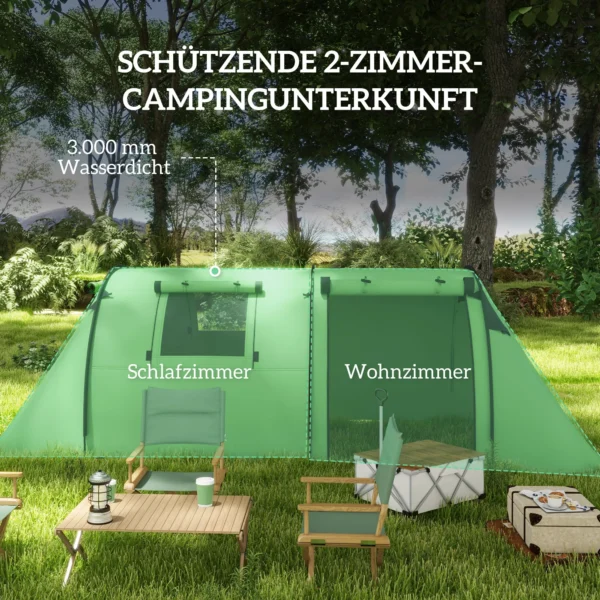Campingtent Voor 3 4 Personen Stabiel Waterdicht Familietent Met Slaapkamer Woonkamer 3000mm Waterkolom Donkergroen