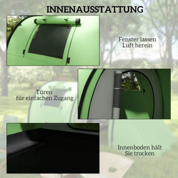 Campingtent Voor 3 4 Personen Stabiel Waterdicht Familietent Met Slaapkamer Woonkamer 3000mm Waterkolom Donkergroen