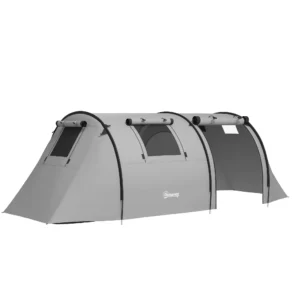 Campingtent Voor 3 4 Personen Stabiel Waterdicht Familietent Met Slaapkamer Woonkamer 3000mm Waterkolom Grijs