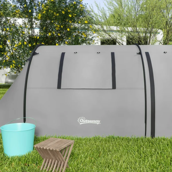 Campingtent Voor 3 4 Personen Stabiel Waterdicht Familietent Met Slaapkamer Woonkamer 3000mm Waterkolom Grijs
