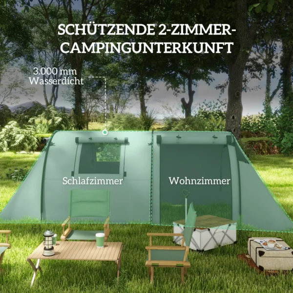 Campingtent Voor 3 4 Personen Stabiel Waterdicht Familietent Met Slaapkamer Woonkamer 3000mm Waterkolom Grijs
