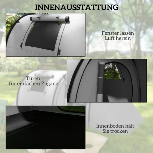 Campingtent Voor 3 4 Personen Stabiel Waterdicht Familietent Met Slaapkamer Woonkamer 3000mm Waterkolom Grijs