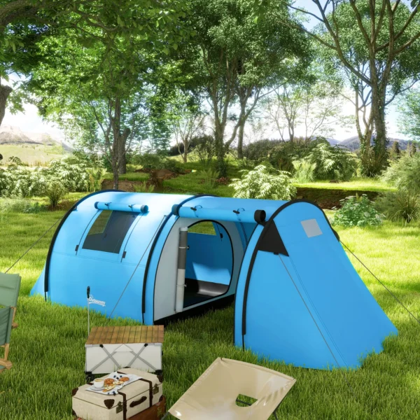 Campingtent Voor 3 4 Personen Stabiel Waterdicht Familietent Met Slaapkamer Woonkamer 3000mm Waterkolom Hemelsblauw