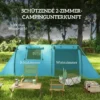 Campingtent Voor 3 4 Personen Stabiel Waterdicht Familietent Met Slaapkamer Woonkamer 3000mm Waterkolom Hemelsblauw