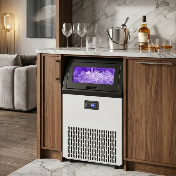 Commerciële IJsblokjesmachine, 55 Kg/24u Roestvrij Staal Inbouw Of Vrijstaande IJsblokjesmachine Met 13 Kg Opslag