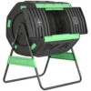 Compostbak, 200L Dubbele Kamer Composter Met Verstelbare Ventilatieopeningen, BPA vrij, Groen