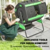 Compostbak, 200L Dubbele Kamer Composter Met Verstelbare Ventilatieopeningen, BPA vrij, Groen