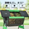 Compostbak, 200L Dubbele Kamer Composter Met Verstelbare Ventilatieopeningen, BPA vrij, Groen