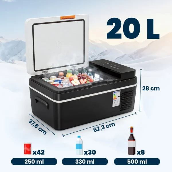 Compressor Koelbox 20L 20℃ 20℃ Elektrische Koelbox Met APP besturing LED lampjes USB aansluiting Batterijbescherming