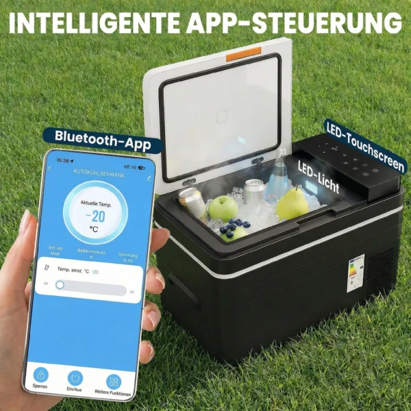Compressor Koelbox 30L 20℃ 20℃ Elektrische Koelbox Met APP bediening LED verlichting USB aansluiting Batterijbescherming