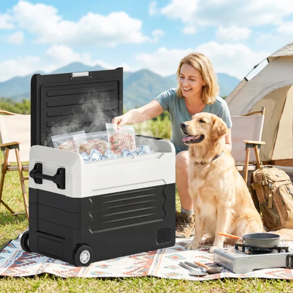 Compressor Koelbox 50L 20℃ 20℃ Elektrische Koelbox Met Dual Zone Temperatuurregeling APP LED Batterijbescherming Vouwhandvat