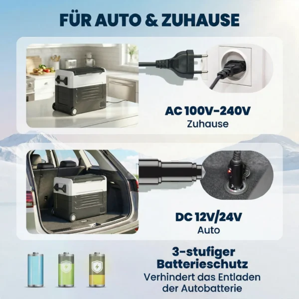 Compressor Koelbox 50L 20℃ 20℃ Elektrische Koelbox Met Dual Zone Temperatuurregeling APP LED Batterijbescherming Vouwhandvat