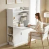 Computerschrijftafel Klaptafel Met Planken En Kast Voor Het Thuiskantoor, 128 Cm Hoog, Wit