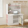 Computerschrijftafel Klaptafel Met Planken En Kast Voor Het Thuiskantoor, 128 Cm Hoog, Wit