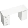 Computertafel Met 4 Laden En Kast, 140 Cm Bureau Voor Studeerkamer, Wit Houtlook